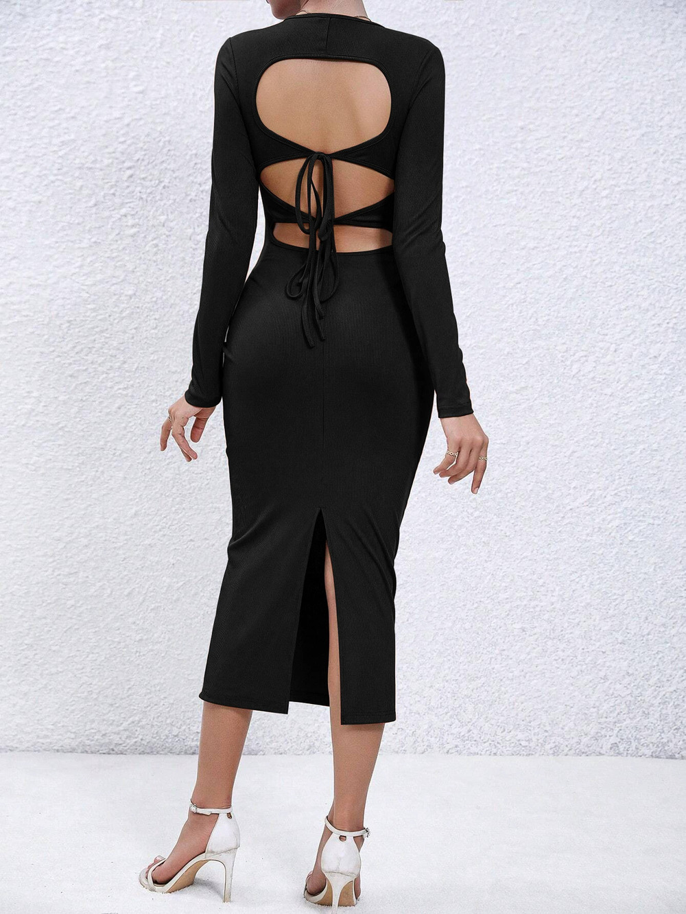 ZARA Fall Winter Sexy Bodycon Long Dress with Cutout Push Up Slim Fit
